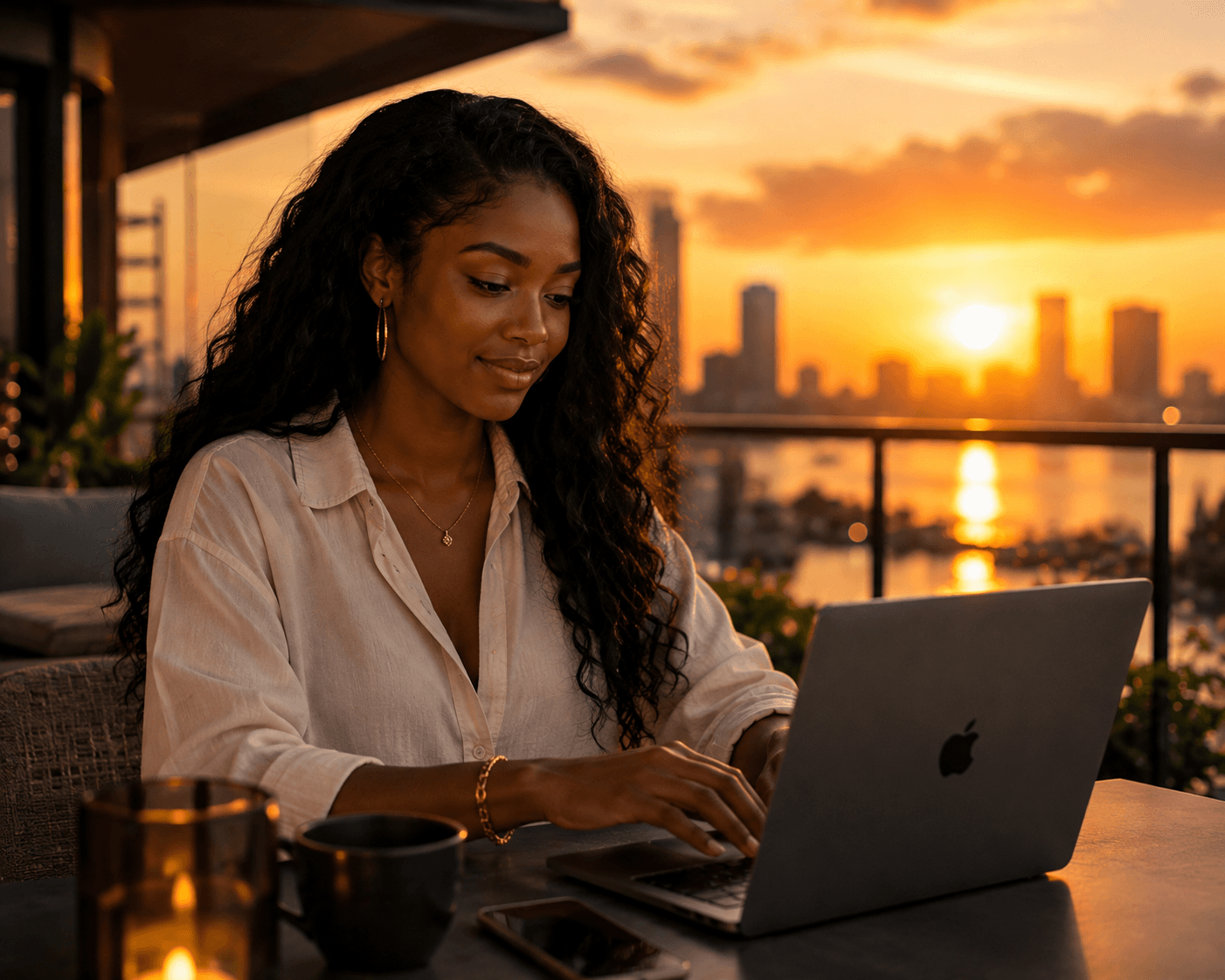 Woman working with a laptop